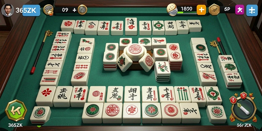 Tampilan gameplay Mahjong yang seru dan menarik di 365ZK.