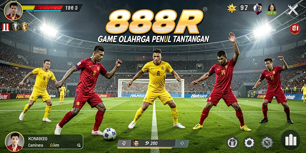Screenshot gameplay 888R menampilkan aksi olahraga yang seru dan mendebarkan.