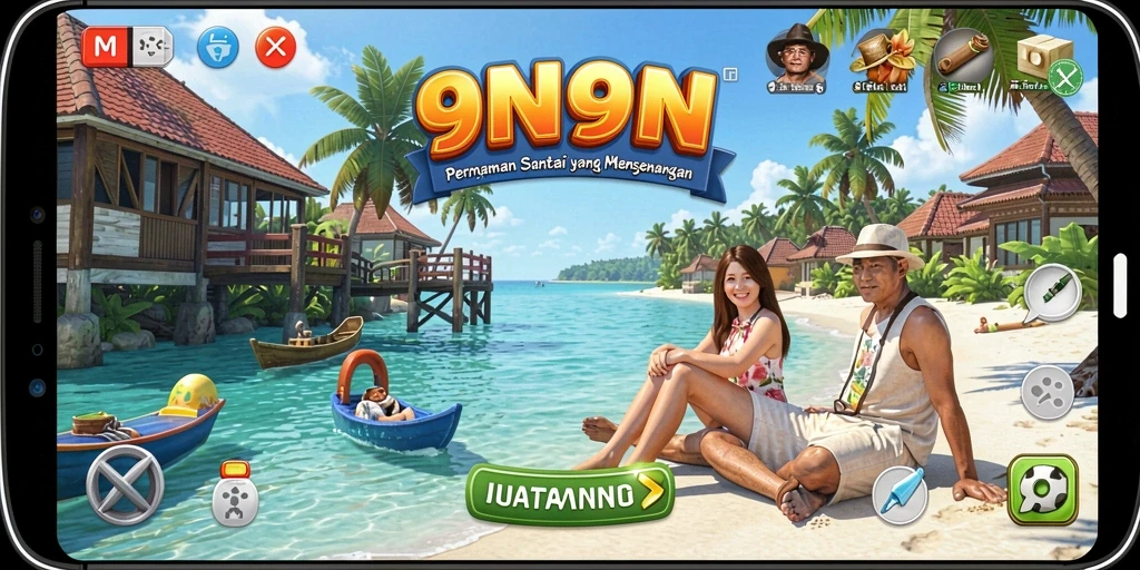 Tampilan gameplay 9N9N yang ceria dan menghibur.