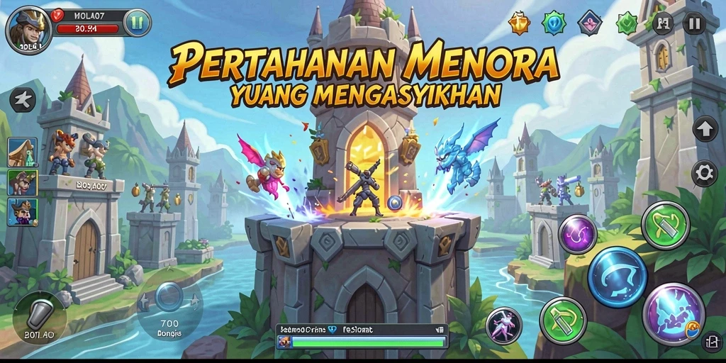 Tampilan gameplay menarik dari BOLA07 dalam kategori Tower Defense.