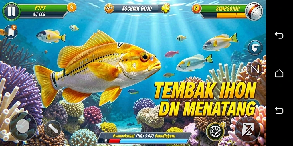 Tampilan gameplay F7F7 yang seru dan menegangkan saat menembak ikan.