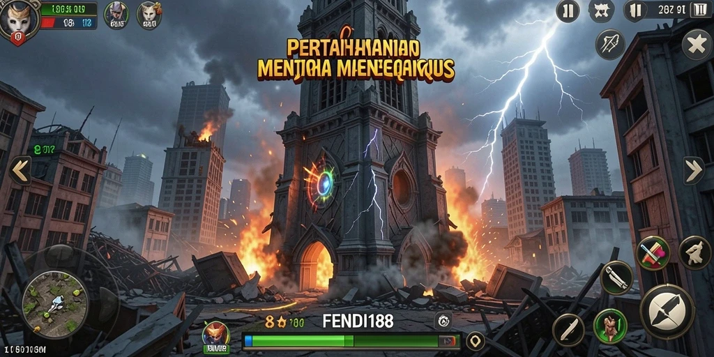 Screenshot gameplay menegangkan dari FENDI188 dengan aksi Tower Defense.