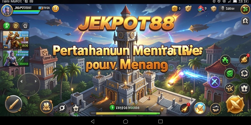 Tampilan gameplay JEKPOT88 yang sangat seru dalam pertarungan Tower Defense.