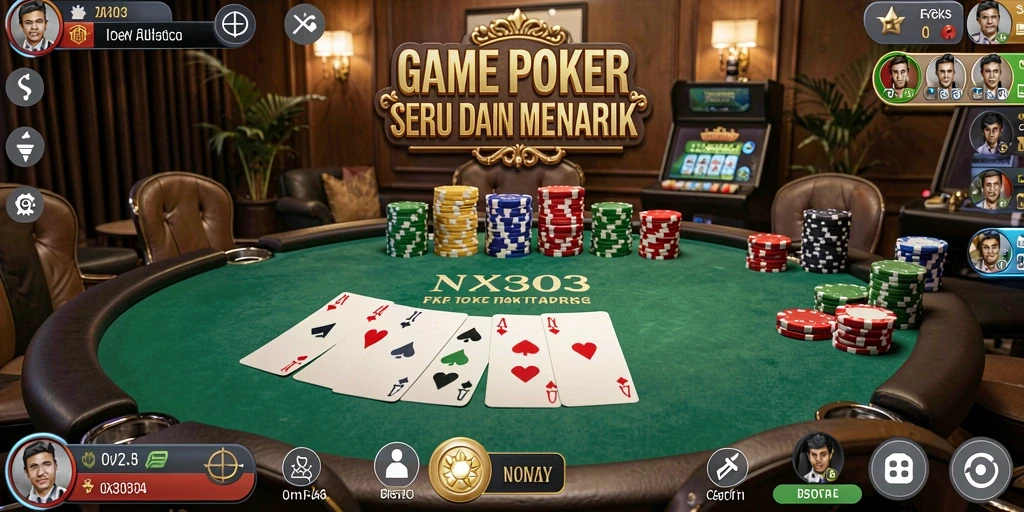 Tampilan gameplay Poker yang menegangkan dan penuh strategi.