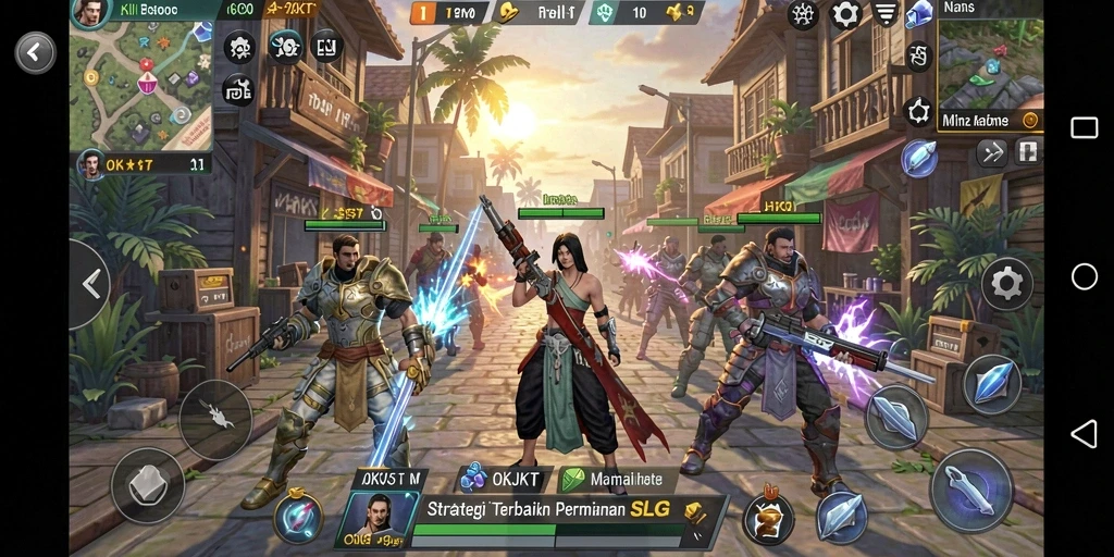 Screenshot gameplay OKJKT yang menampilkan aksi pertempuran dan strategi.