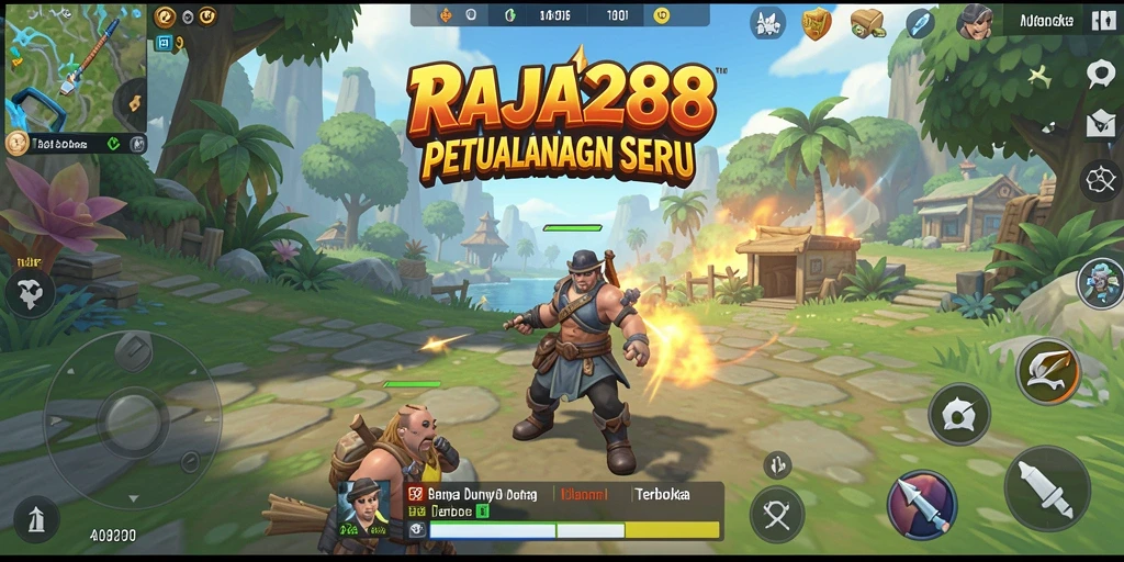 Screenshot gameplay RAJA288 yang menunjukkan petualangan di dunia terbuka.