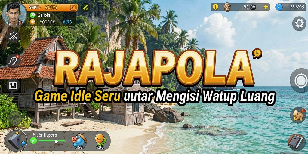 Tampilan gameplay menarik dari RAJAPOLA yang menunjukkan kemajuan permainan Idle.