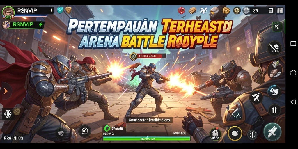 Tampilan gameplay RSNVIP yang mendebarkan di arena Battle Royale.