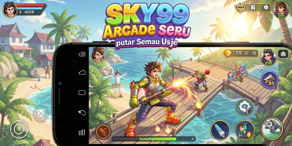 Tangkapan layar gameplay <strong>SKY99</strong> menunjukkan aksi seru dalam permainan arcade.