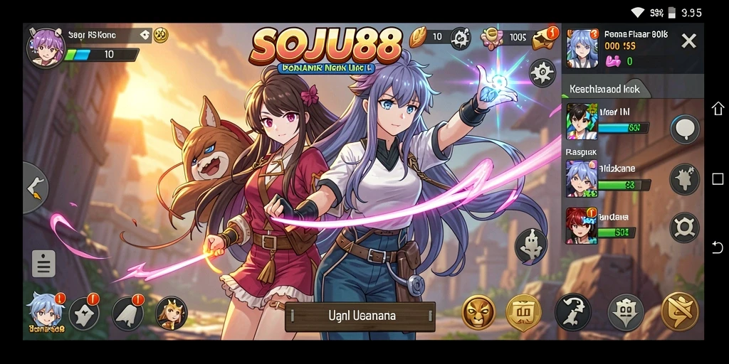 Screenshot gameplay SOJU88 menampilkan karakter Anime yang sedang bertarung.