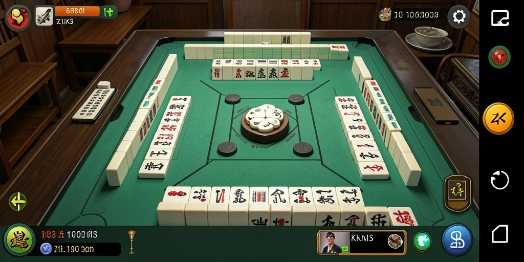 Tampilan gameplay ZK3 yang seru dengan desainer Mahjong cantik.