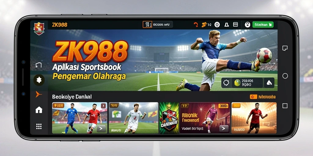 Tampilan menarik dari interface aplikasi ZK988 dalam taruhan olahraga.